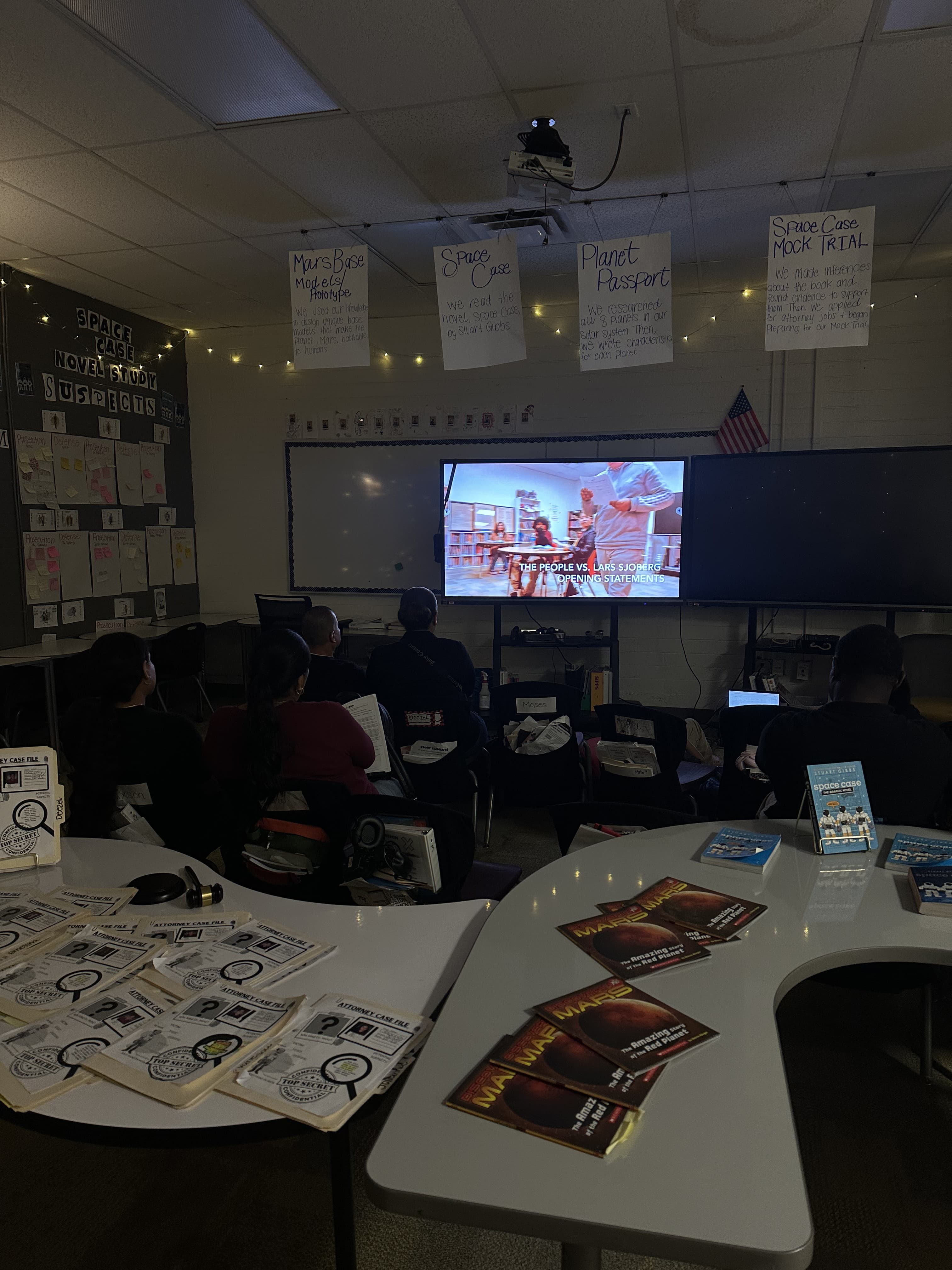 Students enjoying Space Case mock trial