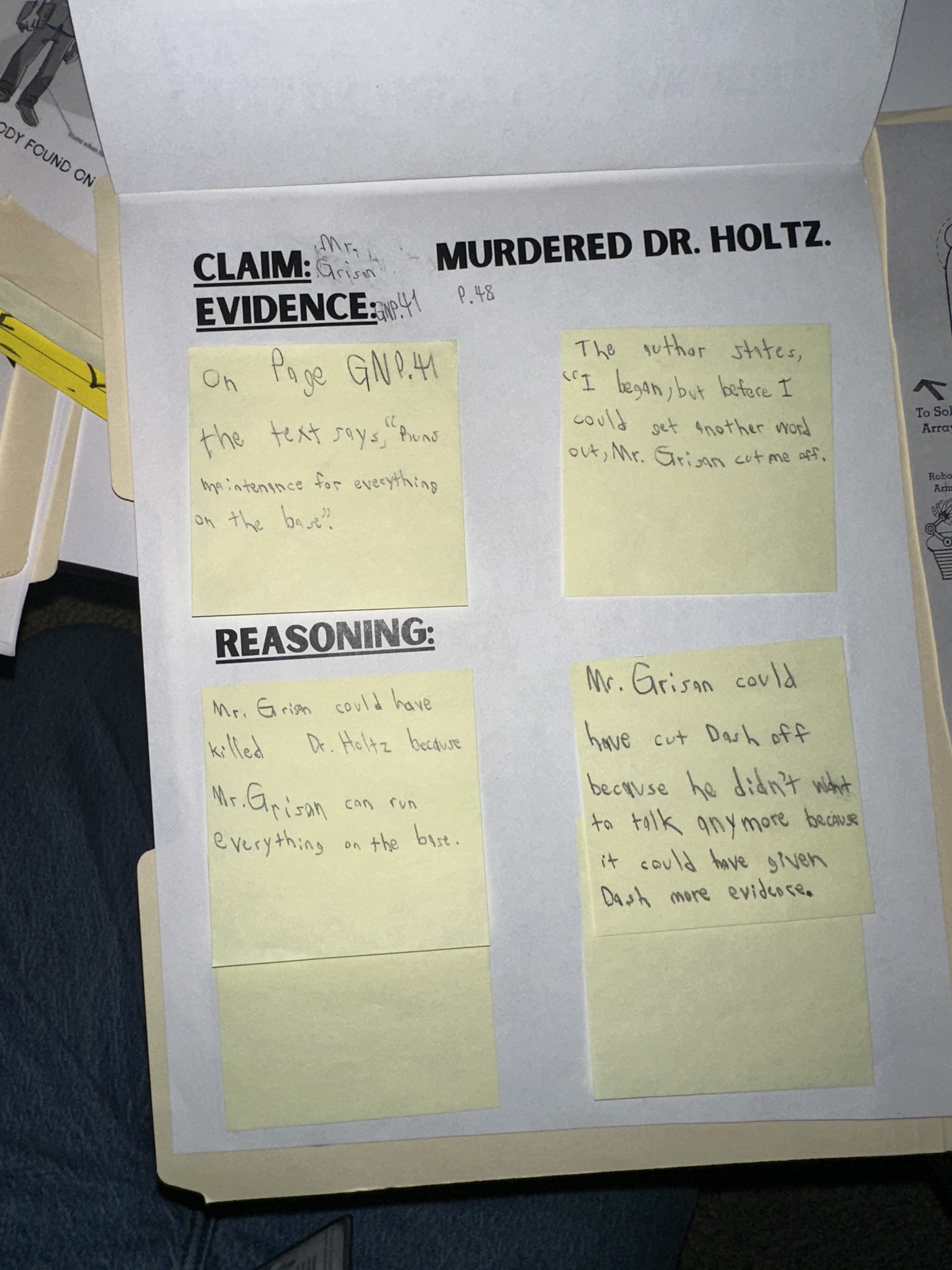 Space Case mock trial student work